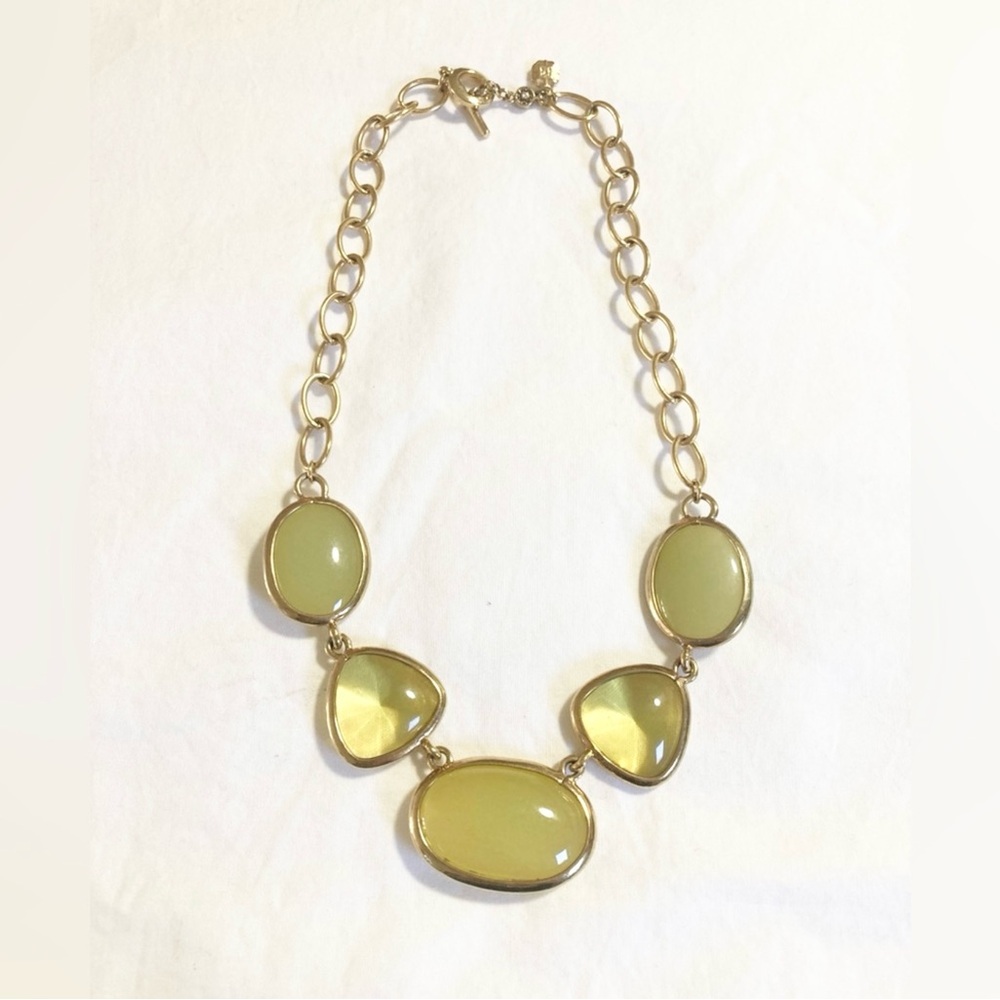 Monet vintage 80s geometric green stone and glass necklace